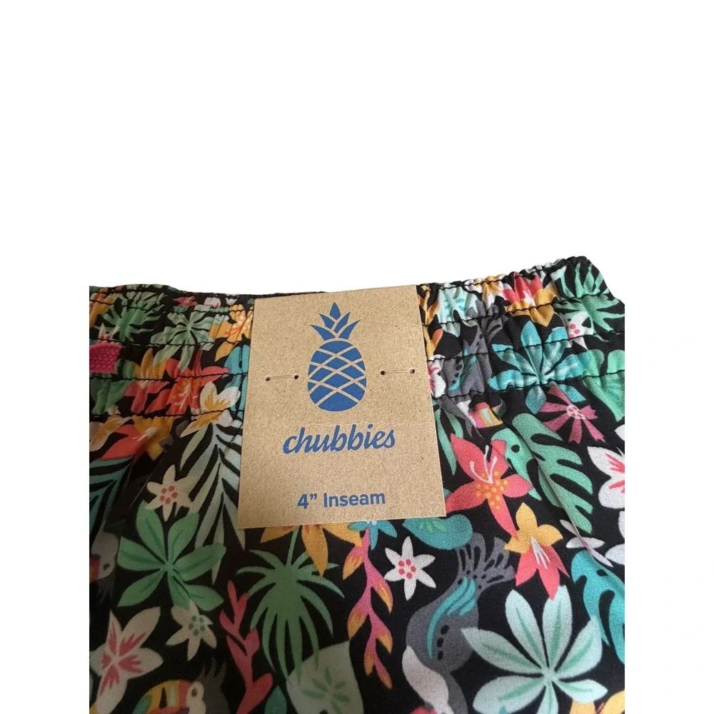 Chubbies The Boomerslams Classic Swim Trunks Floral Toucan 4in Inseam Small NWT